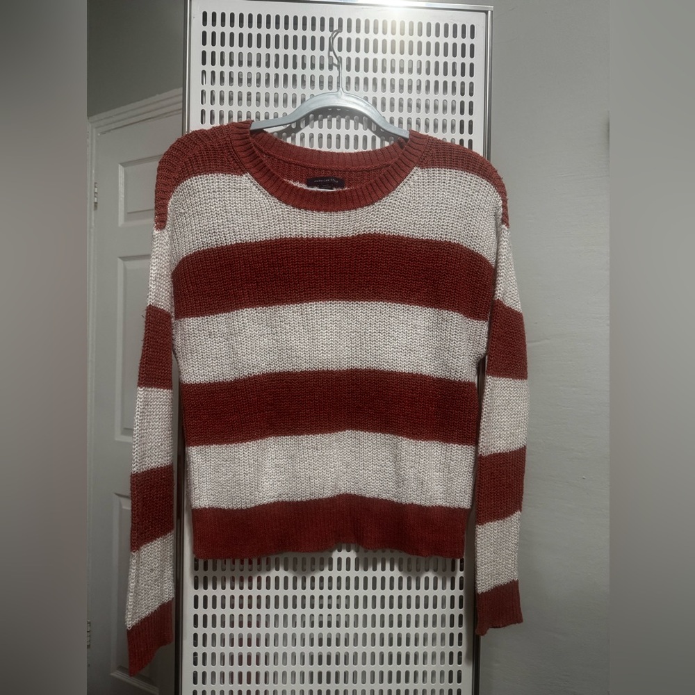 American Eagle Outfitters Red and White Striped Sweater